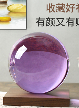 黄水晶球开业摆件绿n紫蓝粉色红色白透明玻璃圆球家居客厅商铺摆