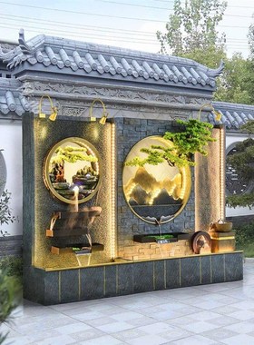 水幕墙流水屏风酒店假山流水喷泉鱼池H景观装饰公司背景墙庭院水