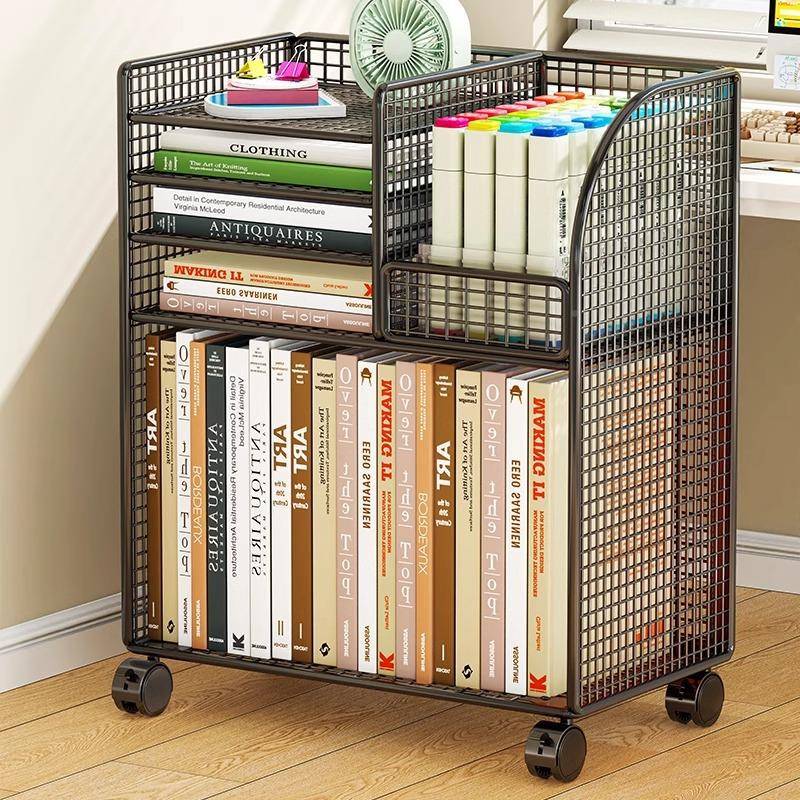 Desk and bookside rack, removable whole book organizer, layered storage next to the desk, unbranded/storage cabinet, multi-layered for student teaching room