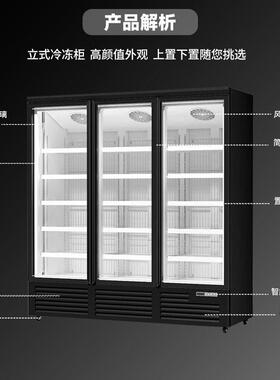 立式冷冻柜双门冰箱便利店水饺速冻柜可调冷藏保鲜柜超市商用冰柜