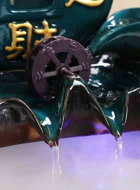 招财水车流水生财循环水摆件x创意喷泉桌面开业乔迁礼物送礼贺礼