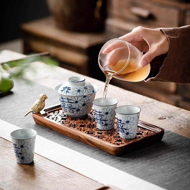 中式核桃黑胡桃木茶盘复古风干泡台家用小茶台创意托盘方形小茶具,淘宝优惠券,粉丝福利购,淘宝优惠卷