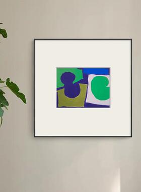 抽象色块艺术饰画小众原木餐样厅卧书房挂室画现代撞色简约装板间
