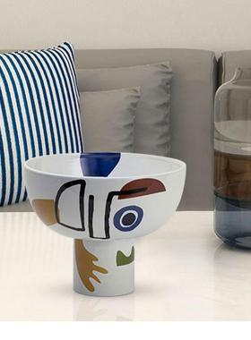 简KGY约创意果盘客厅网红家居装饰品陶瓷彩绘款人客脸茶厅几托盘