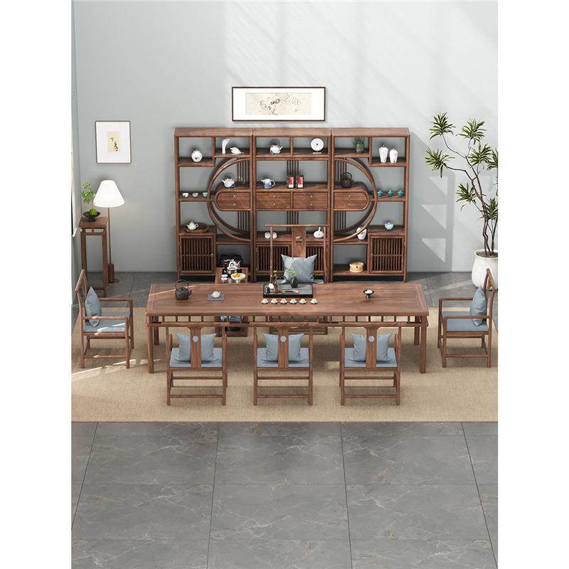 新中式南桌木美胡桃泡公茶桌椅组IBU合客厅茶办室茶水桌茶台餐桌,淘宝优惠券,粉丝福利购,淘宝优惠卷