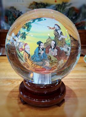 内画水晶球酒友赠l送桌面摆件客厅酒馆装饰品中式博古架摆设