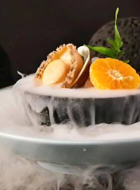 理67475614网红星石球碗套装意意境创仿火山分子料脆皮乳鸽干冰酒