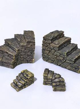 微景观覆古人造台阶、石阶、楼梯、梯子、石块、盆景假山、景观美