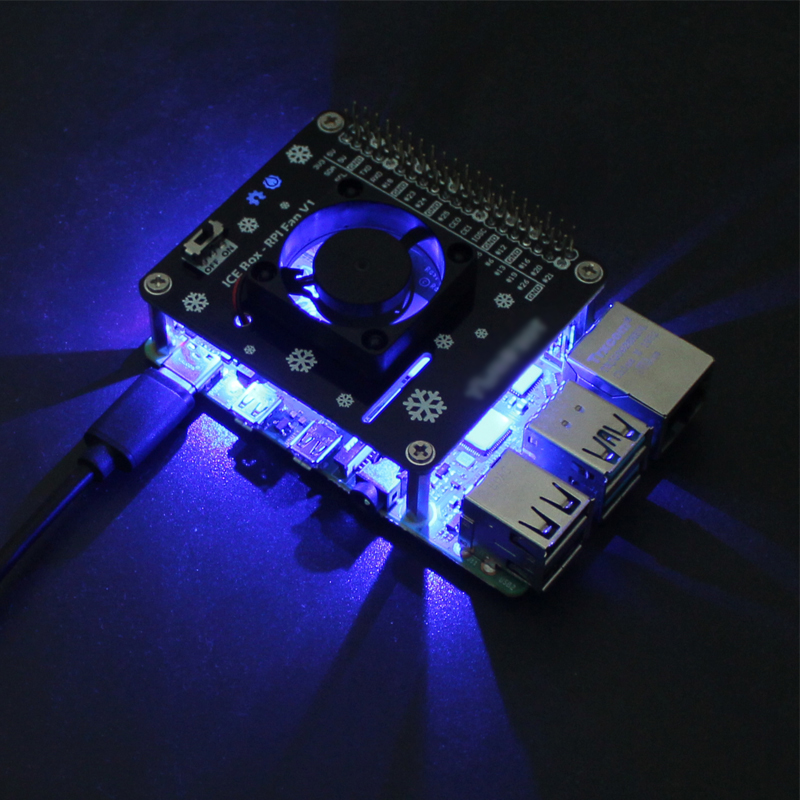 树莓派4代 散热风扇模块 Raspberry pi 3B+/4B 炫光LED风扇扩展板 - 图2