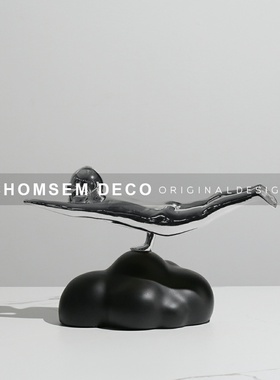 轻奢软装a饰品筋斗云雕塑样板房间售楼处家居客厅玄关摆件