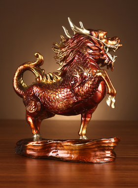 纯铜火麒麟摆件纳中式客厅玄关办E公室桌面装公司开业乔迁礼品
