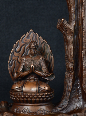 孙齐天摆件铜猴子斗战胜佛客厅办公室N紫铜工艺品桌面玄关