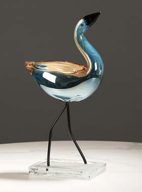 轻奢创意仙鹤琉璃摆件客厅样板房桌面玄关装饰品动物吉Y祥摆设送