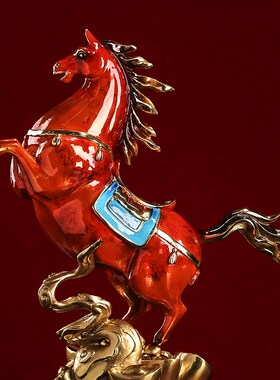 跃马腾飞纯铜马招财摆件客厅书房玄关办公室生肖T马乔迁新居装饰