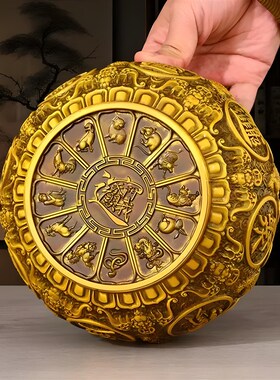 纯铜聚宝盆金蝉j摆件带盖客厅店铺装饰品存钱罐开业送礼黄铜米缸