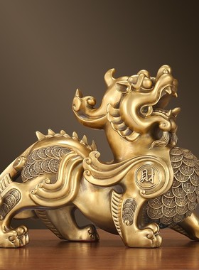 貔貅摆件纯铜貔恘一对p招財皮丘家居客厅玄关装饰店铺公司开业礼