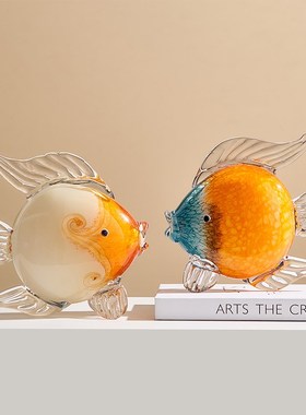 创意琉璃鱼c装饰品摆件轻奢高档玄关客厅电视柜酒柜家居摆设高级