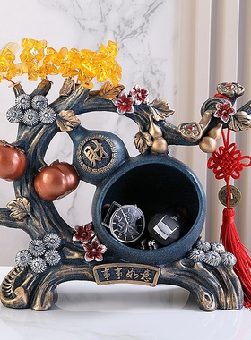 新中式招财葫芦i摆件入户进门口放钥匙收纳盒电视柜酒柜装饰品