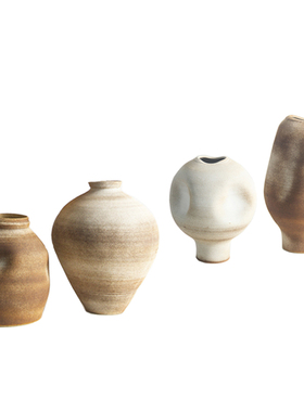 简约复古新中式侘寂风陶瓷花器摆件样板间民宿U酒店售楼部花瓶