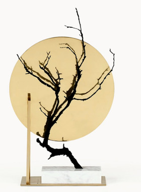 新中式桌面金属屏风摆件样板间售楼处茶室O客厅玄关处装饰品摆设