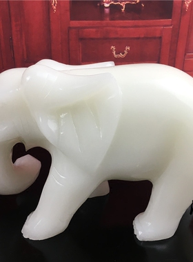阿富汗白玉象摆件一对吸水t大象玉如意白象家居客厅玄关桌面装饰
