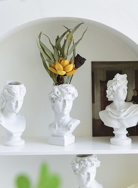 北欧风艺术雕塑h人像花瓶摆件客厅插花复古花器家居水培小花瓶