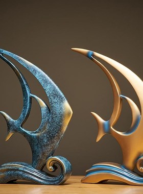 新中式鱼摆件创意轻奢p家居客厅酒柜电视柜装饰工艺品乔迁新居礼