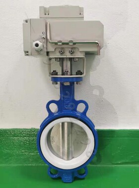 D971F电动衬氟蝶阀耐酸碱防腐蚀DN100四氟对夹304板防爆调节阀门