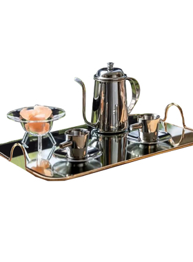 样板间餐边柜备餐柜装饰品水吧区台飘窗托盘咖啡具花Y艺组合摆件