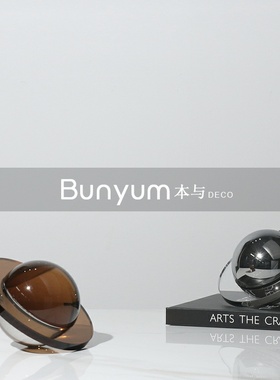 简约茶灰色水晶软装饰品样板房E间家居客厅书房纸镇桌面摆件