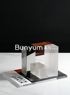 简约水晶创意轻奢软装饰品几何书F房桌面摆件样板房间家居摆设