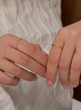 【CO 脂肪商s店】法式细链条素圈戒指