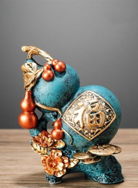 创意新中式葫芦摆件客厅t招财轻奢玄关桌面乔迁新居礼品装饰品