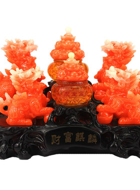 财富麒麟摆件g一对大小号貔貅聚宝盆工艺品招财玉麒麟装饰客厅摆