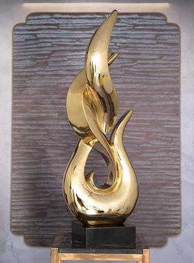 电厅镀摆件现代样板装房轻奢客玄关视柜旁边落地雕塑软饰工diandu