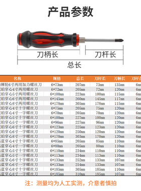 劲功可敲击穿心螺丝刀加长十字一字两用螺丝批铬钒钢家用专业级