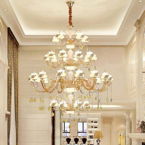 复6521式楼大吊灯别墅客厅三梯层长水晶灯欧式楼中大厅楼间楼吊灯 - 图0