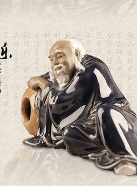 中式家居石湾陶瓷工艺品摆件客厅书房I玄关摆设古典风雕塑醉翁