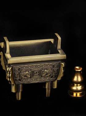 盛鼎线盘香炉仿铜合金盛鼎香炉摆件双龙鼎兽鼎四S方鼎供佛家用香