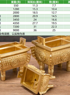纯铜鼎摆件招聚鼎盛千秋香v炉鼎家用财长方形香炉鼎炉铜香炉四方