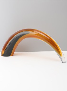 新中式创意水晶牛角摆件样板房售楼部客厅家Q居书房卧室软装饰品