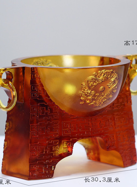 琉璃盛泰丰鼎聚宝盆摆件家v用客厅酒柜装饰摆放招财商务开业送礼