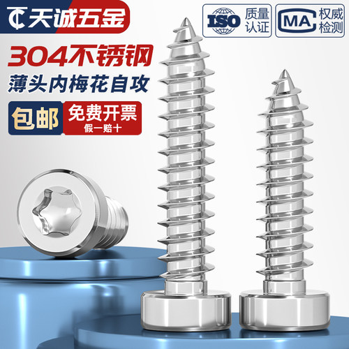 304不锈钢薄圆柱头内梅花杯头自攻尖尾螺丝ST2M2.3M2.6M3M4M5M6mm - 图1