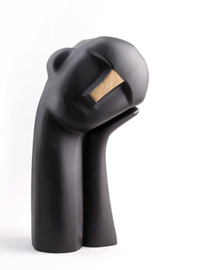 现代极简约欧式白色人物托腮人像雕塑摆件样板房家居软装饰品摆设