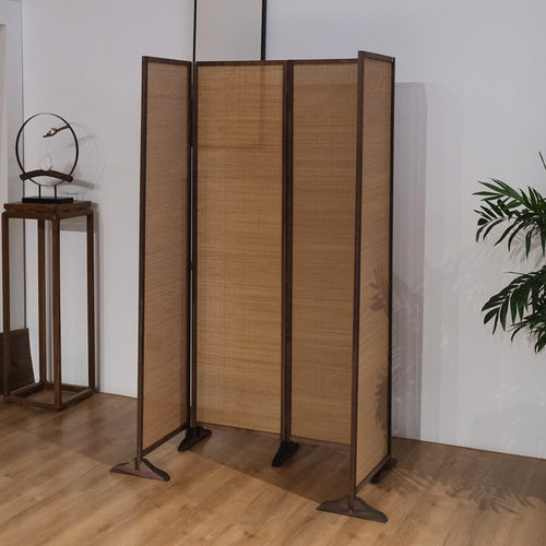 日式屏风隔断客厅家用入户遮挡折叠屏风移动实木竹编中式复古玄关 - 图1