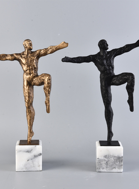 现代简约体操铸铁人物倒立雕塑软装饰品欧式M样板房间书房书柜摆