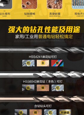 钻铁不锈钢专用麻花钻头套装打孔钢铁超硬质合金电钻钨钢含钴木工