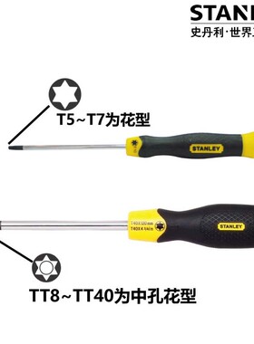 史丹利螺丝刀梅花星形中孔花型螺丝批起子家用改锥超硬工业级
