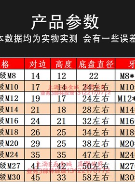 8.8级高强度法兰螺母压板带垫螺母螺帽M8M10M12M14M16M18M20M24