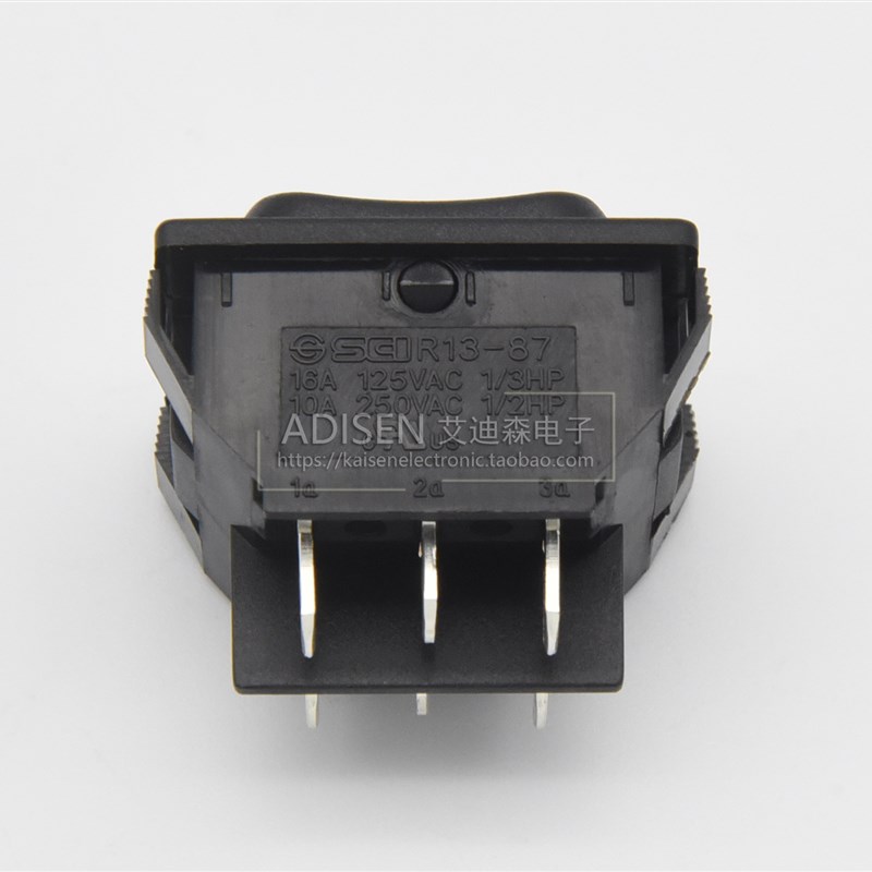 R13-87 16A125V 10A250V 6脚3档 厨房设备大电流按钮船型启动开关 - 图2